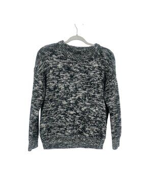 GAP Black Grey Marled Knit Sweater Small Tall Pullover Salt Pepper Crewneck